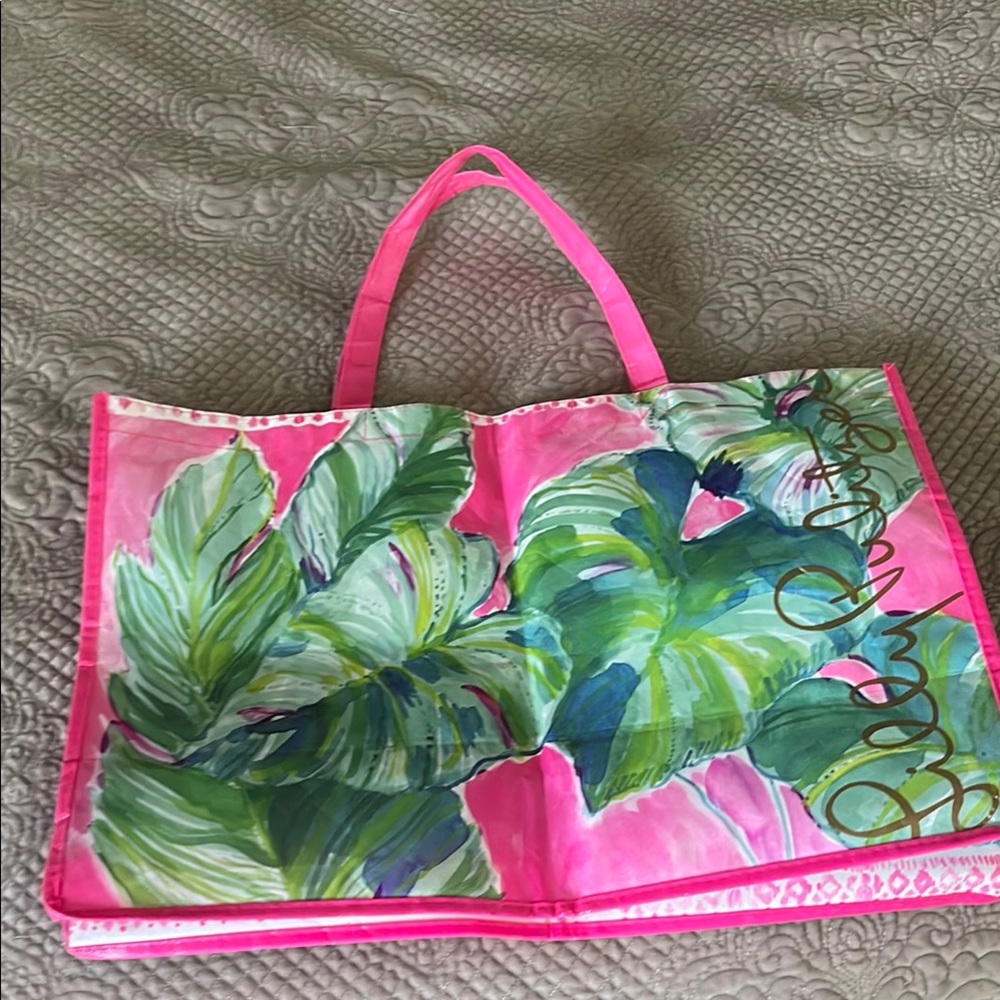 Lilly Pulitzer Pink and Green Tropical Print Tote